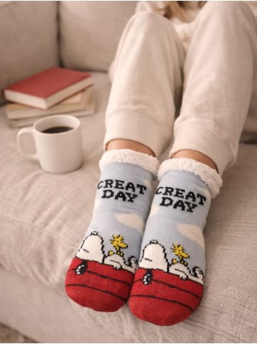 Snoopy Peanuts Snoopy Hüttensocken Great Day Haussocken Kuschelsocken Socken in blau