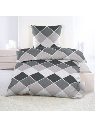 Casa Colori Seastar Casa Colori Microfaser Seersucker Bettwäsche - Karomuster  in grau