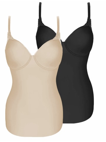 Viania 2er Pack Spacer BH Hemd Carola in nude schwarz