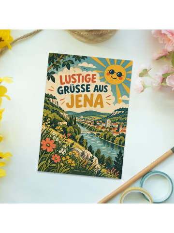 Mr. & Mrs. Panda Postkarte Landschaft heiter Design mit Spruch in Weiß