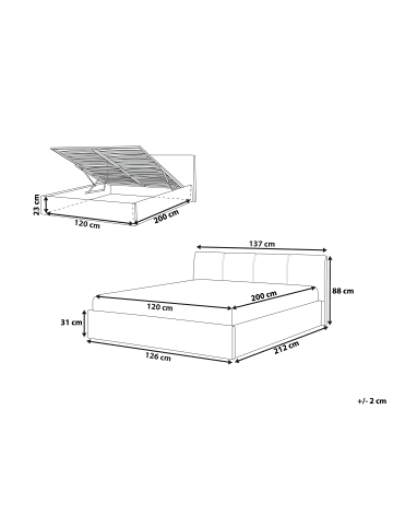Beliani 2-tlg Doppelbett ORBEY in Beige