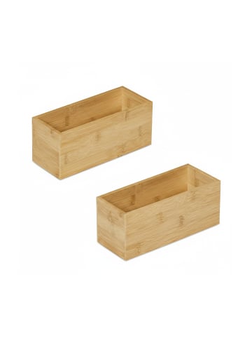 relaxdays 2 x Aufbewahrungsbox in Natur - (B)23 x (H)9,5 x (T)9 cm
