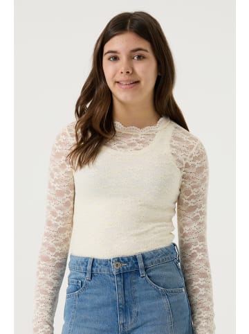 Garcia Langarmshirt T-shirt Spitzenshirt in ecru