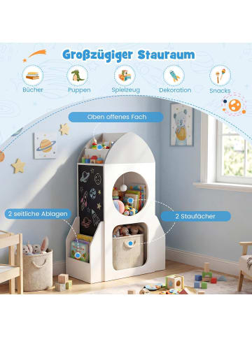 COSTWAY 2 in 1 Bücherregal Kinder in Raketenform 60 x 31 x 94 cm in Weiß