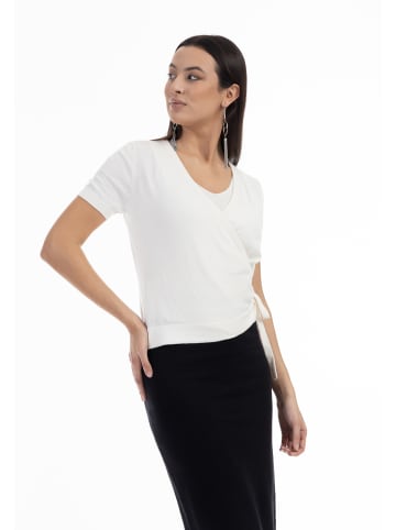 faina Damen Kurzarm-Pullover in Wollweiss