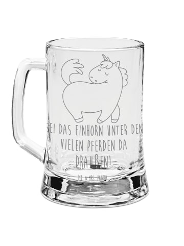 Mr. & Mrs. Panda Gravur Bierkrug Einhorn Stolzieren mit Spruch in Transparent