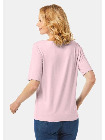 GOLDNER Kurzgröße:  Halbarmshirt mit tonaler Zierkante in rosa