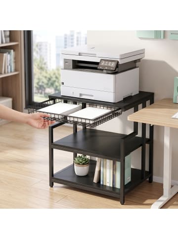 relaxdays Druckertisch in Schwarz - (B)60 x (H)70 x (T)50 cm