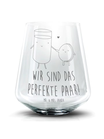 Mr. & Mrs. Panda Blümchentail Glas Milch Keks mit Spruch in Transparent