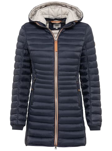 Camel Active Lange Steppjacke mit abnehmbarer Kapuze in Navy