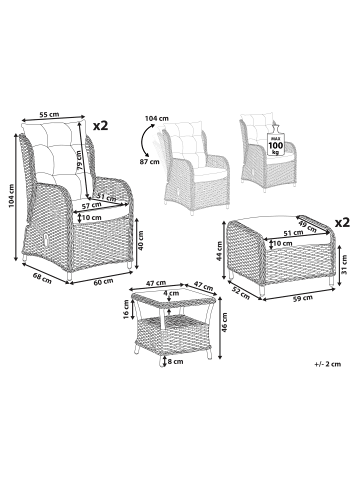 Beliani 5-tlg Lounge Set PONZA in Braun/Weiß
