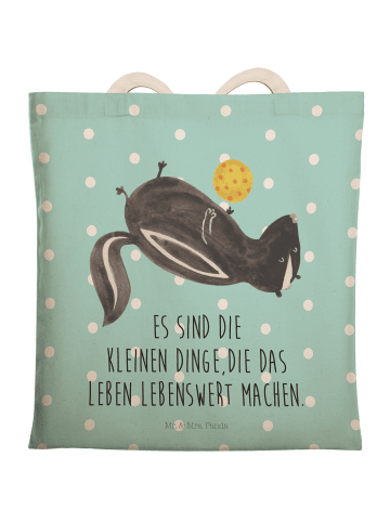 Mr. & Mrs. Panda Tasche Stinktier Ball mit Spruch in Türkis Pastell