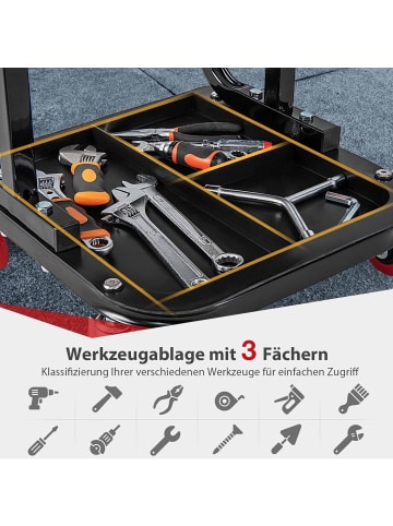 COSTWAY Werkstatthocker mit Rollen in Rot