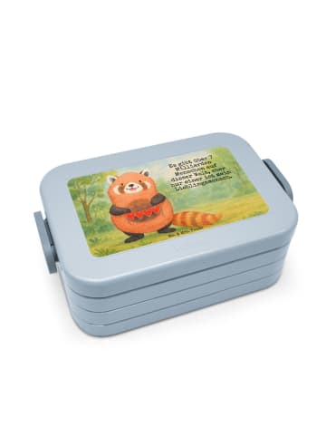 Mr. & Mrs. Panda Lunch Box Roter Panda Design mit Spruch in Blau Pastell