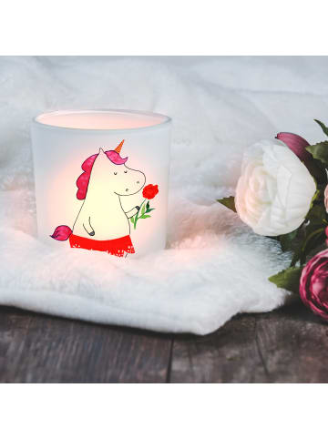 Mr. & Mrs. Panda Windlicht Glas Einhorn Dame ohne Spruch in Transparent
