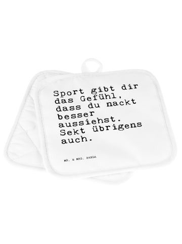 Mr. & Mrs. Panda 2er Set Topflappen Sport gibt dir das... mit Sp... in Weiß