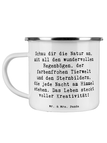 Mr. & Mrs. Panda Camping Emaille Tasse Spruch Kreativität im Leb... in Weiß