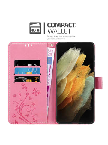 cadorabo Hülle für Samsung Galaxy S21 ULTRA Blumen Design in FLORAL ROSA