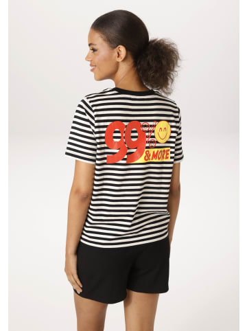 Aniston CASUAL T-Shirt in schwarz-wollweiß-orange-gelb