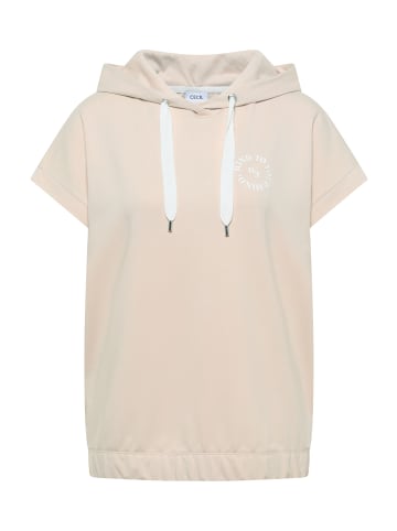 Cecil T-Shirt mit Hoodie und Printdetail in Pearl Beige