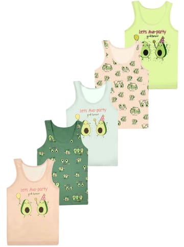 LOREZA 5er Set Unterhemden - Avocado - Bunt