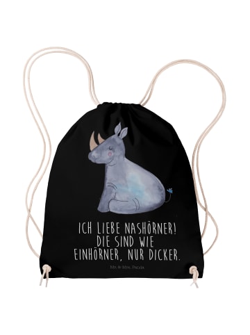 Mr. & Mrs. Panda gymnastiktasche Einhorn Nashorn mit Spruch in Schwarz