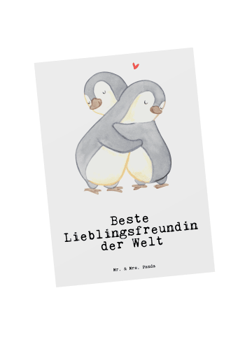 Mr. & Mrs. Panda Postkarte Pinguin Beste Lieblingsfreundin der W... in Weiß