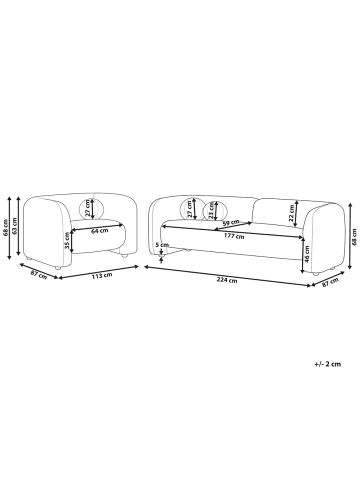 Beliani 2-tlg Sitzgruppe LEIREN in Schwarz