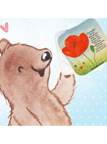 Mr. & Mrs. Panda Topfuntersetzer Blume Mohnblume Design mit Spruch in Weiß