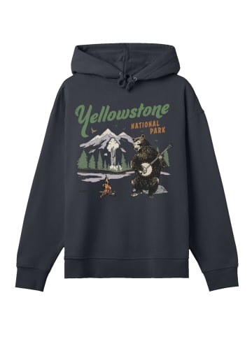 F4NT4STIC Hoodie US National Parks Yellowstone Bear Playing Banjo in off black