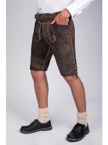 Edelnice Kurze Wildbocklederhose Gustl in dunkelbraun