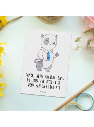 Mr. & Mrs. Panda Postkarte Danke Nachbar mit Spruch in Weiß