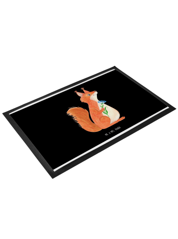 Mr. & Mrs. Panda Fußabtreter Eichhörnchen Blume ohne Spruch in Schwarz