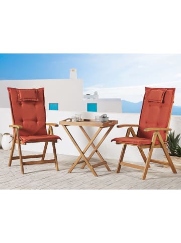 Beliani 3-tlg Bistro Set JAVA in Braun/Rot