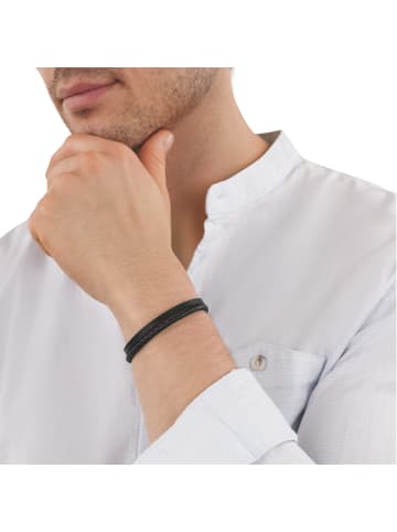 Tom Tailor Armband Edelstahl, Leder in schwarz