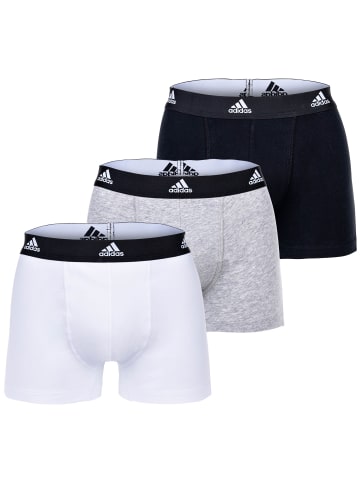 adidas Boxershort 3er Pack in Schwarz/Grau/Weiß