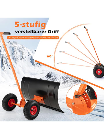 COSTWAY Schneeschaufel auf Rädern Schneeschild 74 cm in Schwarz