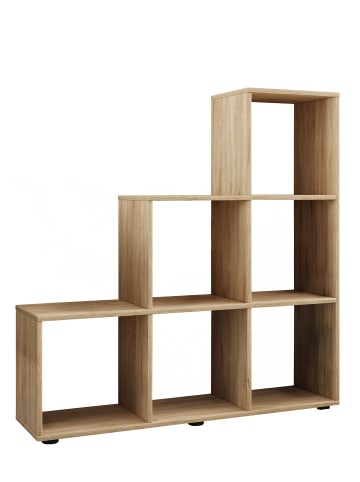 VCM  Holz Stand Treppenregal Regal 6 Fächer Nitas in Sonoma-Eiche (Sägerau)