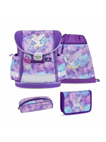 Belmil 4tlg-Set: Schulranzen Set Classy Diamond Unicorn in Lila H36xL32xT19 cm