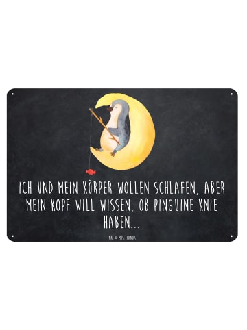 Mr. & Mrs. Panda Blechschild Pinguin Mond mit Spruch in Kreidetafel