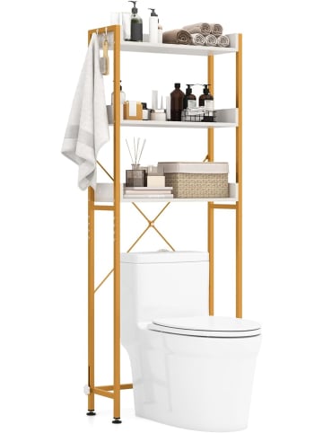 COSTWAY Toilettenregal 3-stufig in Gold