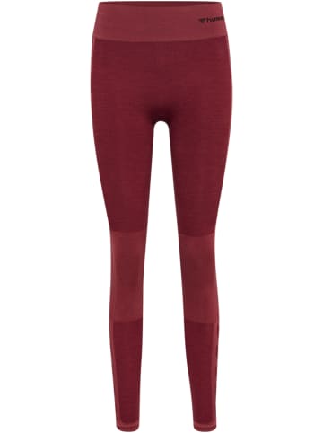 Hummel Hummel Leggings Hmlclea Yoga Damen Atmungsaktiv Schnelltrocknend Nahtlosen in CABERNET/APPLE BUTTER MELANGE