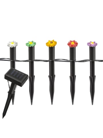 MARELIDA LED Solar Lichterkette Blumen 5 Beetstecker Gartenstecker H: 17cm in bunt