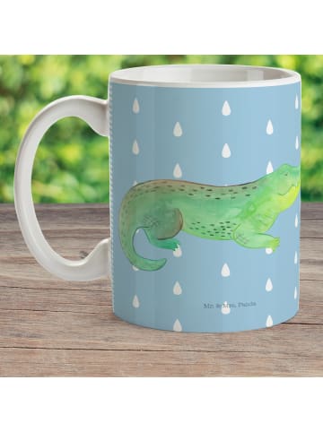 Mr. & Mrs. Panda Mehrwegbecher Krokodil ohne Spruch in Blau Pastell