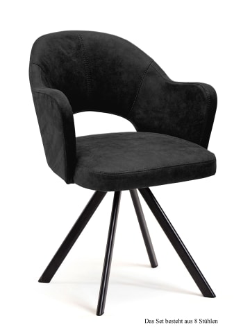 58 aufm Kessel ARMLEHNSTUHL drehbar (8er-Set) Devon 59x87x61 Schwarz/Anthrazit