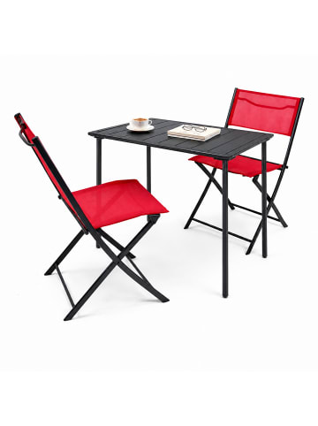 VCM 3 tlg. Bistroset Balkonset Gartenset Metall Sumila in Rot