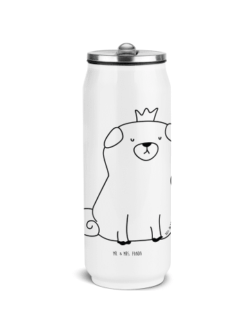 Mr. & Mrs. Panda Wasserflasche Mops Krone ohne Spruch in Weiß