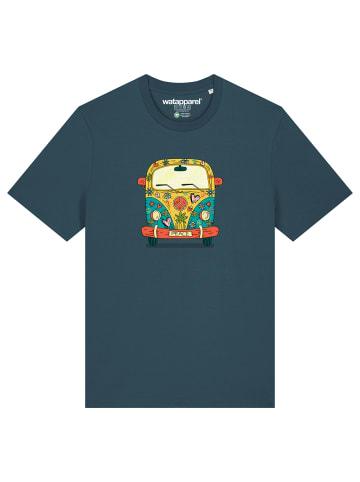 wat? Apparel T-Shirt Hippies Bus in Petrol