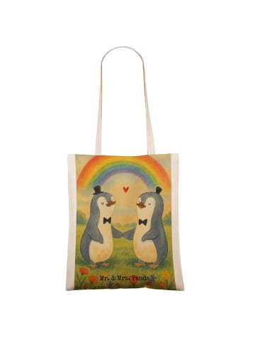 Mr. & Mrs. Panda Tragetasche Pinguine Gay Pride Design ohne Spruch in Weiß