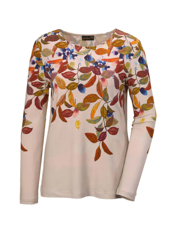 GOLDNER Kurzgröße:  Bezauberndes Druckshirt mit Motivdruck in sand / gemustert